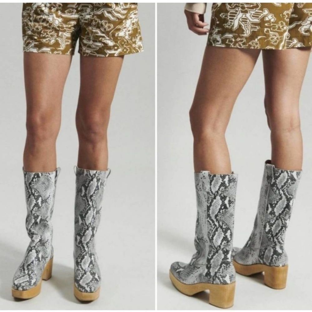 Rachel Comey Gray Snake Print Heeled Boots